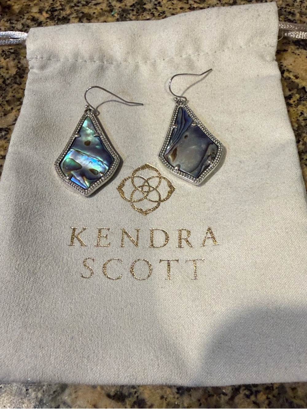 Kendra Scott Iridescent Abalone Drop Earrings in Green-Blue Sheen